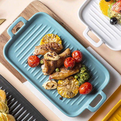 Lighteme Square Striped Ceramic Baking Dish