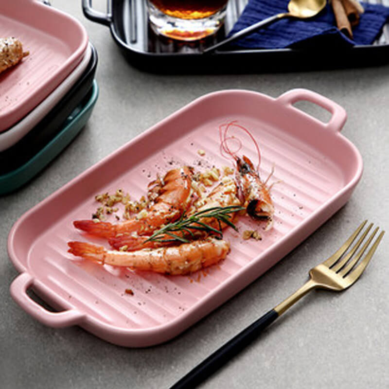 Lighteme Square Striped Ceramic Baking Dish