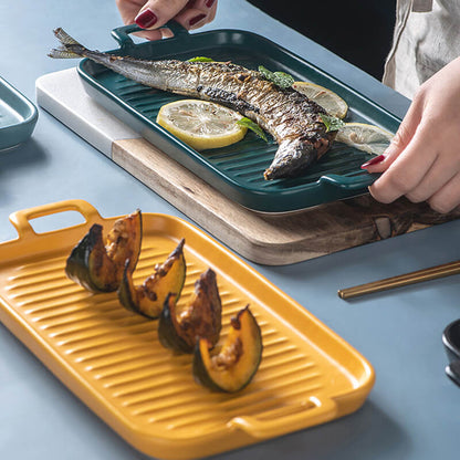 Lighteme Square Striped Ceramic Baking Dish