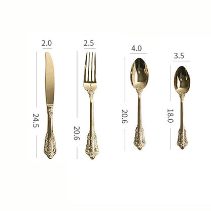 Lighteme Stainless Steel Embossed Flatware 4Pcs Set