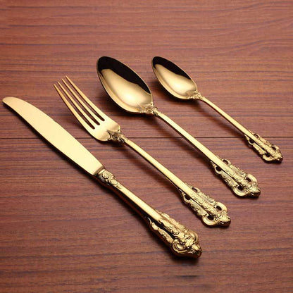 Lighteme Stainless Steel Embossed Flatware 4Pcs Set