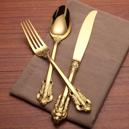 Lighteme Stainless Steel Embossed Flatware 4Pcs Set