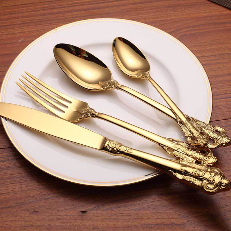 Lighteme Stainless Steel Embossed Flatware 4Pcs Set