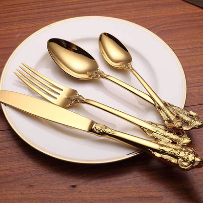 Lighteme Stainless Steel Embossed Flatware 4Pcs Set