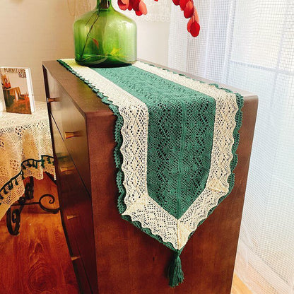 Lighteme Stitching Macrame Hollow Table Runner