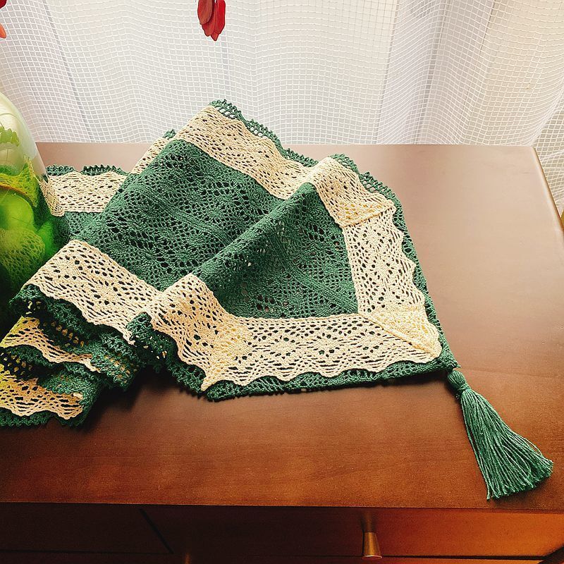 Lighteme Stitching Macrame Hollow Table Runner