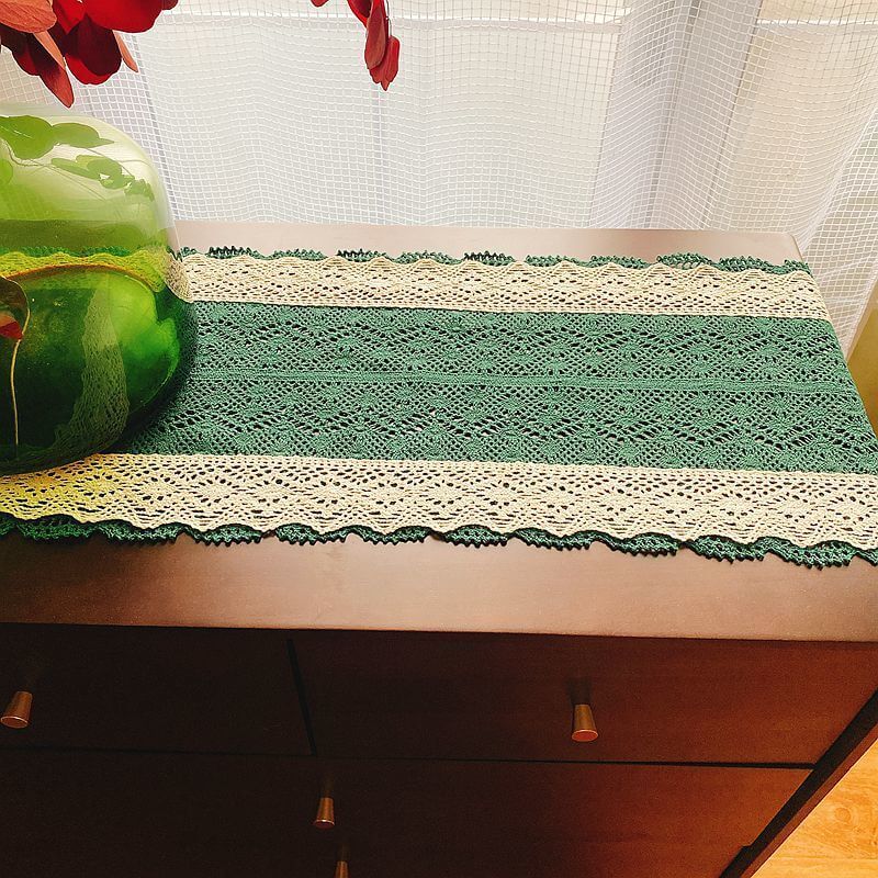 Lighteme Stitching Macrame Hollow Table Runner