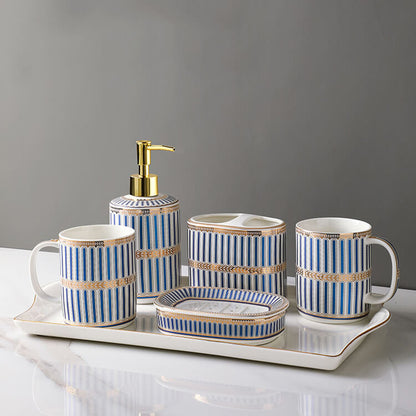 Lighteme Stripe Gilt Ceramic Bathroom Set
