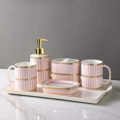 Lighteme Stripe Gilt Ceramic Bathroom Set