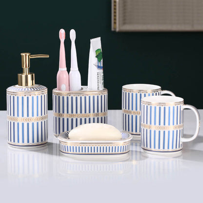 Lighteme Stripe Gilt Ceramic Bathroom Set