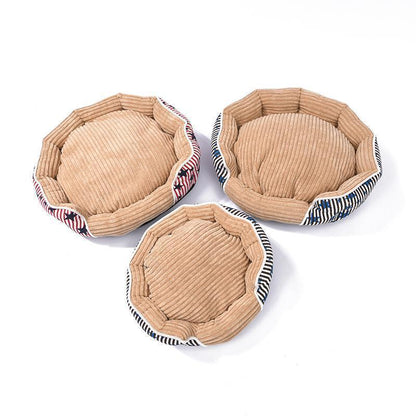 Lighteme Stripe Star Print Cushion Pet Bed (2 colors & 3 sizes)