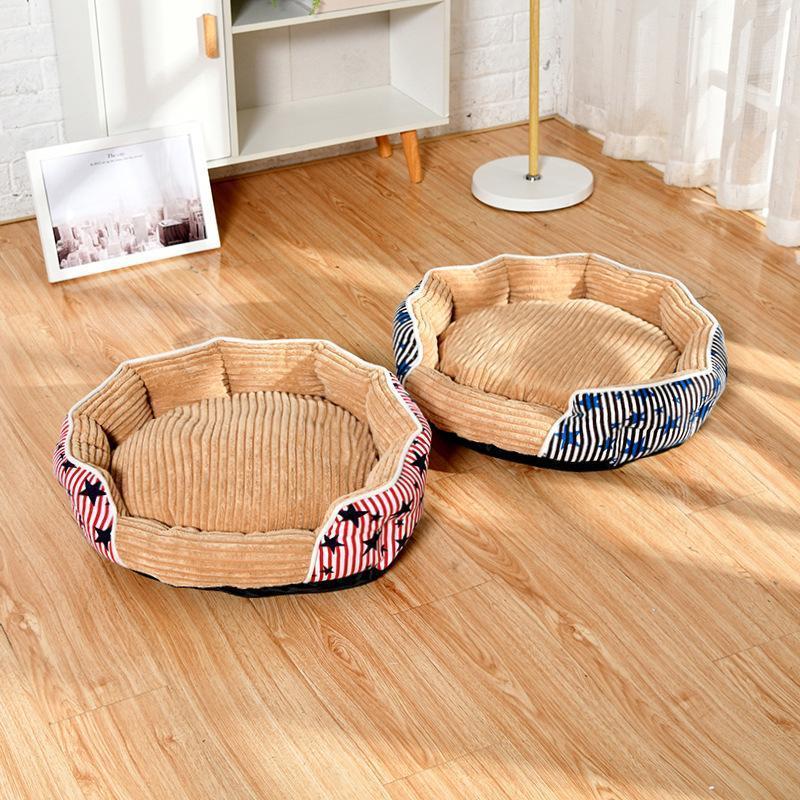 Lighteme Stripe Star Print Cushion Pet Bed (2 colors & 3 sizes)