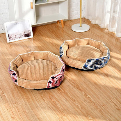 Lighteme Stripe Star Print Cushion Pet Bed (2 colors & 3 sizes)