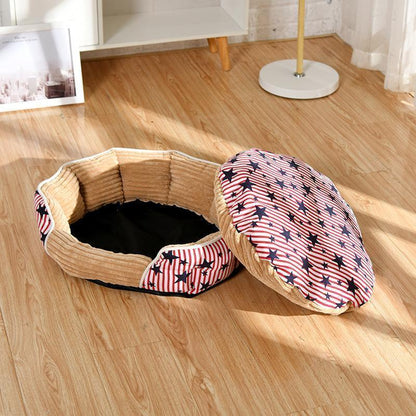 Lighteme Stripe Star Print Cushion Pet Bed (2 colors & 3 sizes)