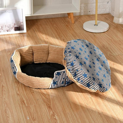 Lighteme Stripe Star Print Cushion Pet Bed (2 colors & 3 sizes)
