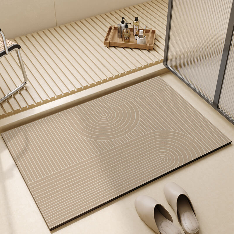 Tapis de bain Lighteme en boue de diatomées rayée