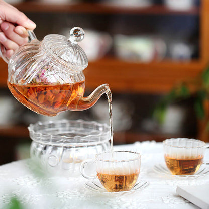Lighteme Striped Glass Teapot Set