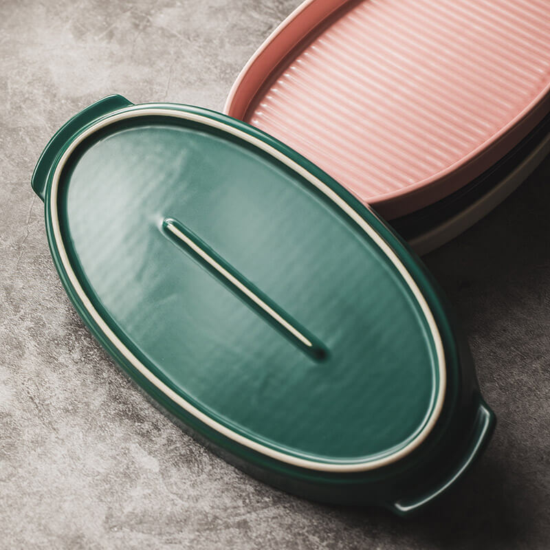Moule à pâtisserie ovale en céramique rayé Lighteme