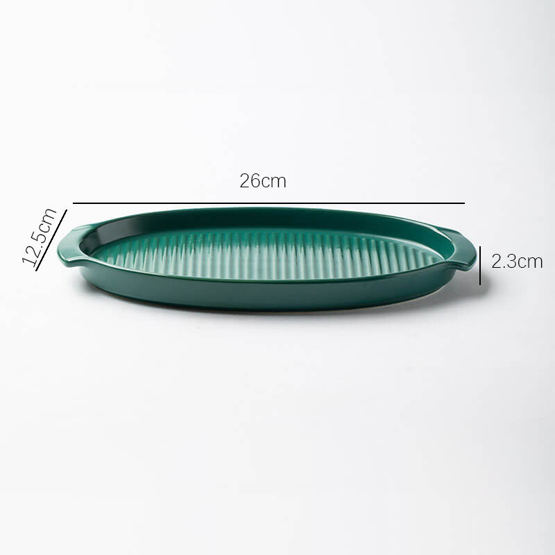 Moule à pâtisserie ovale en céramique rayé Lighteme