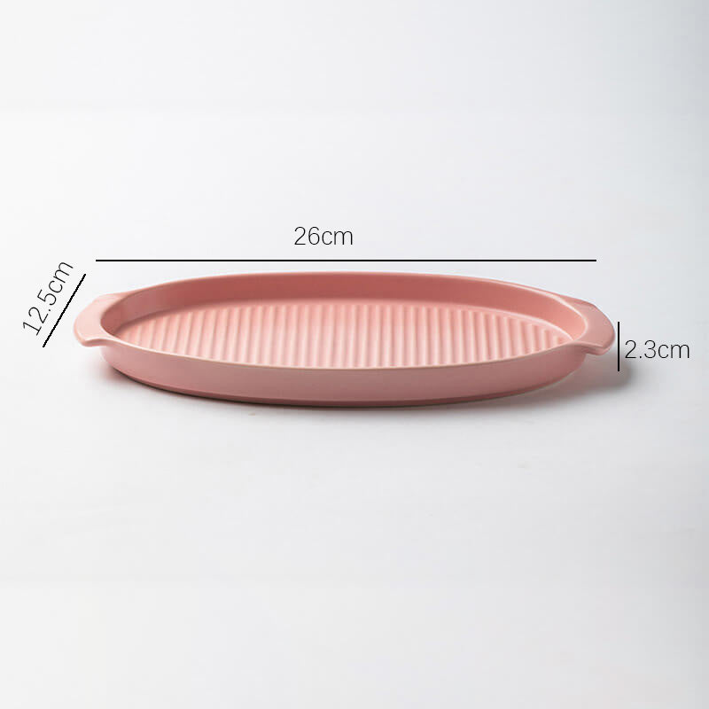 Moule à pâtisserie ovale en céramique rayé Lighteme