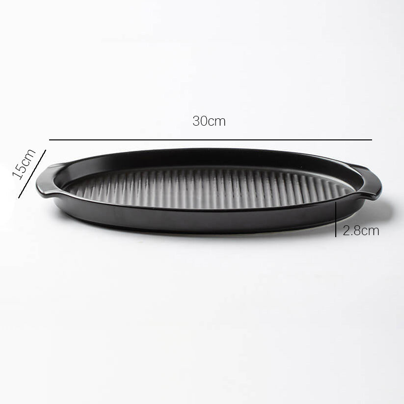 Moule à pâtisserie ovale en céramique rayé Lighteme