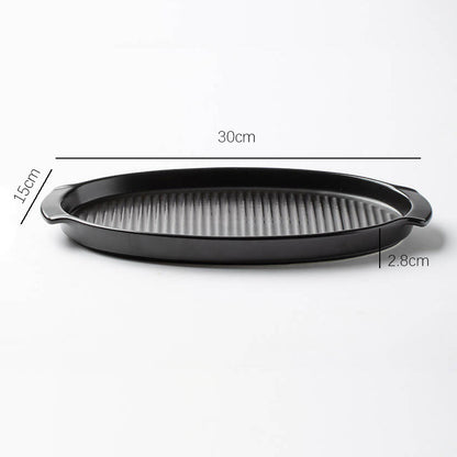 Moule à pâtisserie ovale en céramique rayé Lighteme