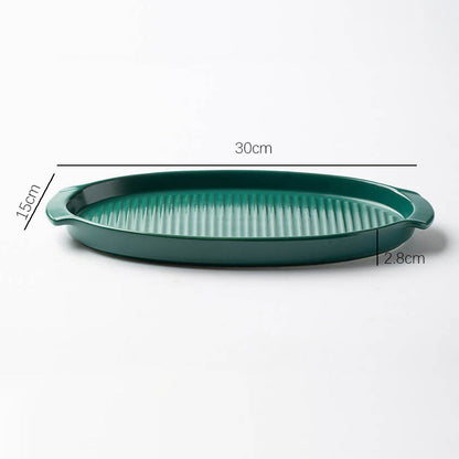 Moule à pâtisserie ovale en céramique rayé Lighteme