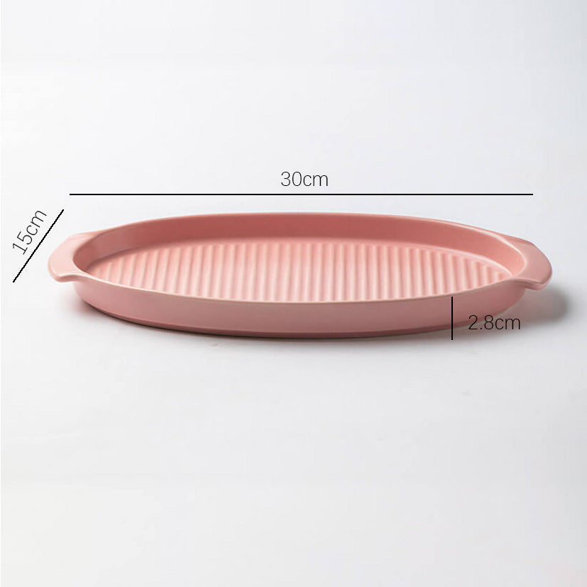 Moule à pâtisserie ovale en céramique rayé Lighteme