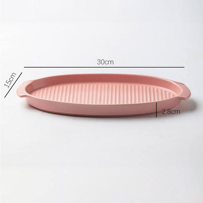 Moule à pâtisserie ovale en céramique rayé Lighteme