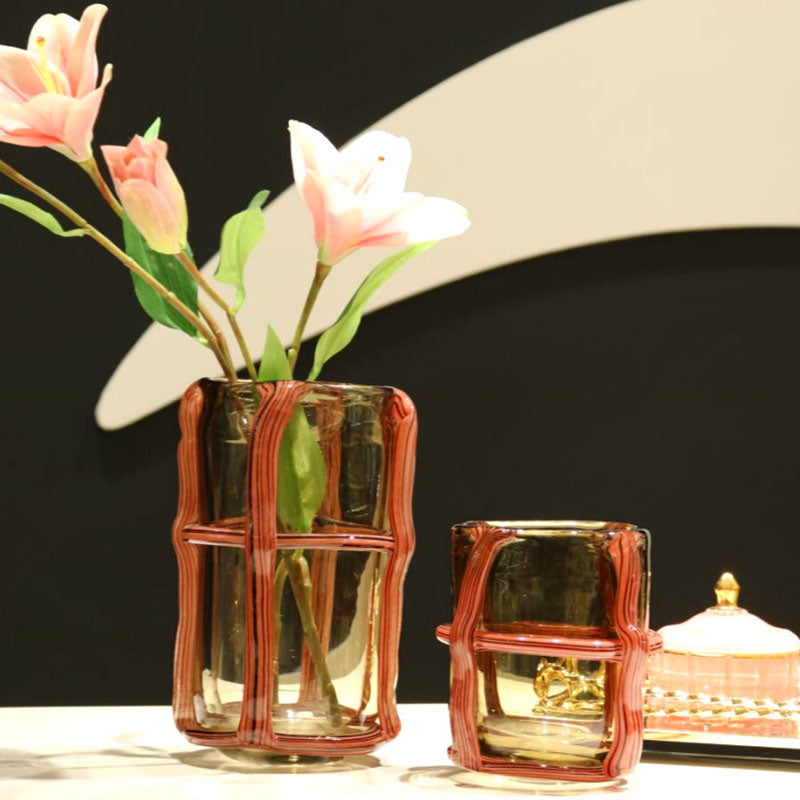 Vase en verre vintage rayé Lighteme