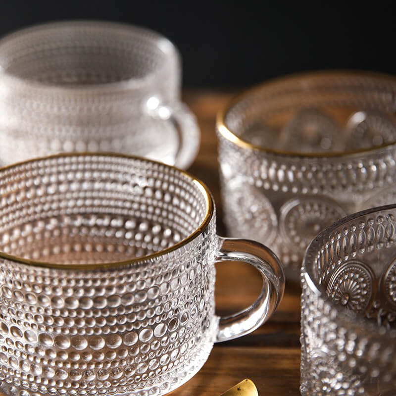 Lighteme Sunflower Embossed Glass Cup
