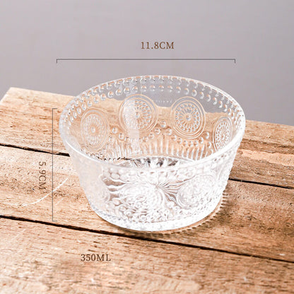 Lighteme Sunflower Embossed Straight Sided Glass Bowl