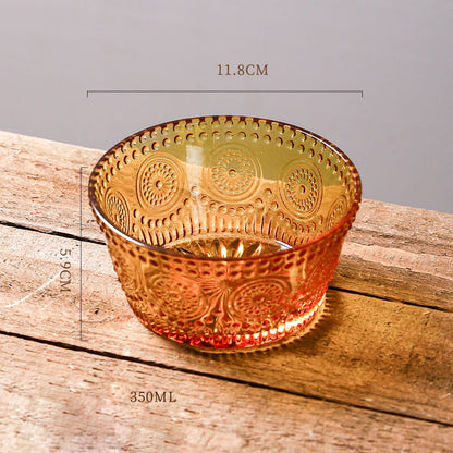 Lighteme Sunflower Embossed Straight Sided Glass Bowl