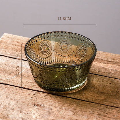 Lighteme Sunflower Embossed Straight Sided Glass Bowl