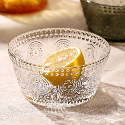 Lighteme Sunflower Embossed Straight Sided Glass Bowl
