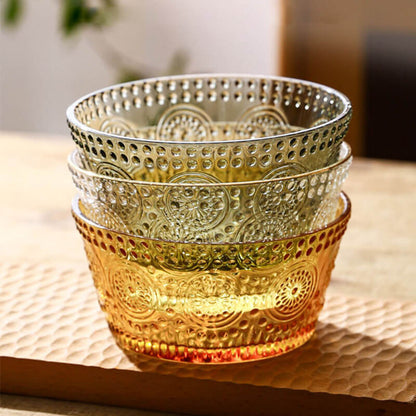 Lighteme Sunflower Embossed Straight Sided Glass Bowl