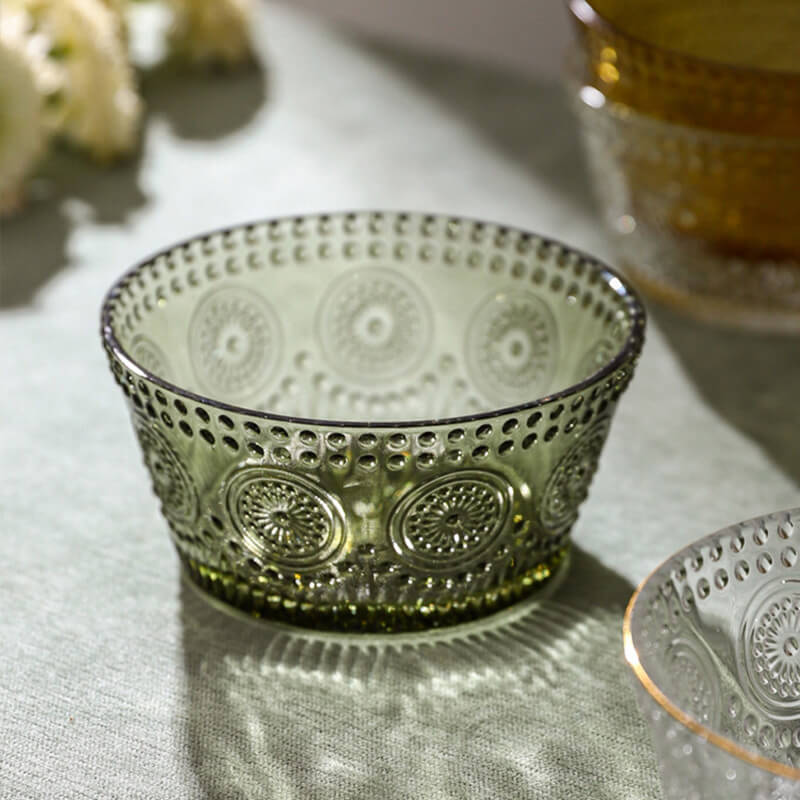 Lighteme Sunflower Embossed Straight Sided Glass Bowl