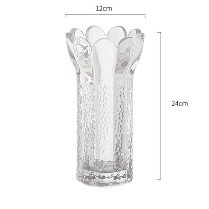 Lighteme Embossed Flower Shape Crystal Glass Vase
