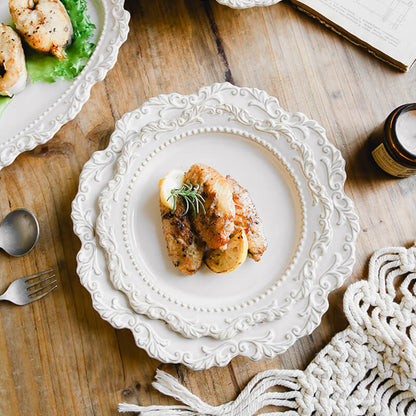 Lighteme Vintage Embossed Ceramic Dinner Plate