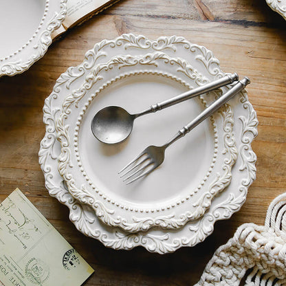 Lighteme Vintage Embossed Ceramic Dinner Plate