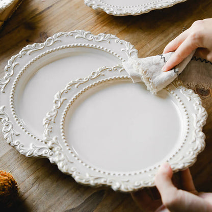 Lighteme Vintage Embossed Ceramic Dinner Plate
