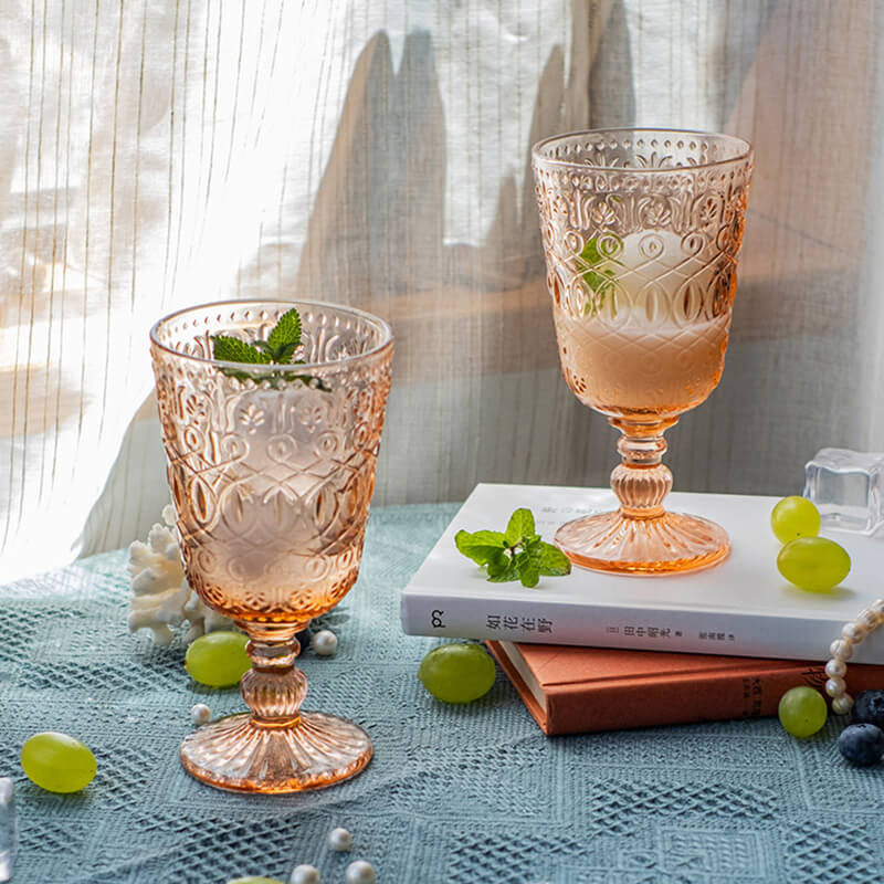 Lighteme Pearlescent Vintage Embossed Glass Cup