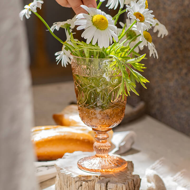 Lighteme Pearlescent Vintage Embossed Glass Cup