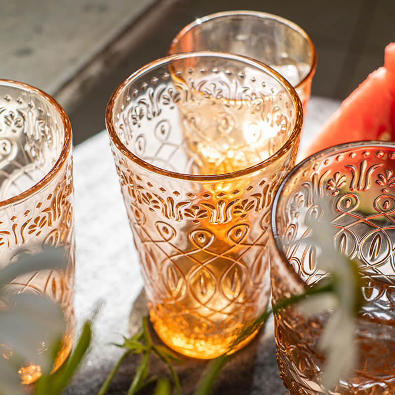 Lighteme Pearlescent Vintage Embossed Glass Cup