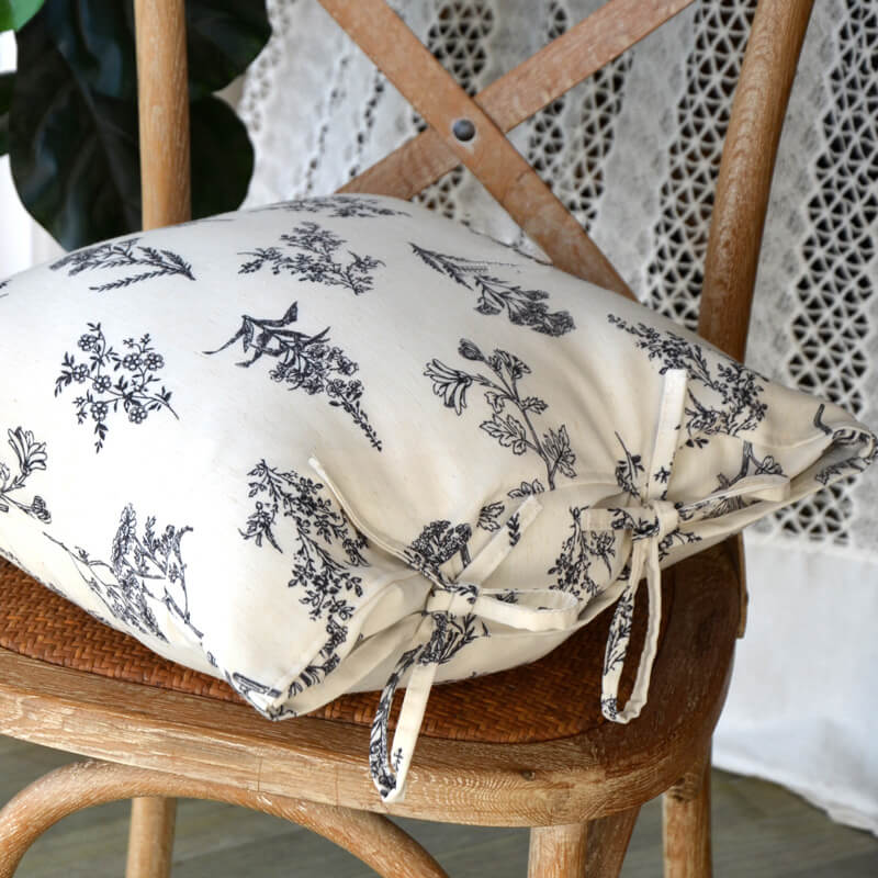 Lighteme Vintage Line Drawing Flower Throw Sofa Pillow Cover