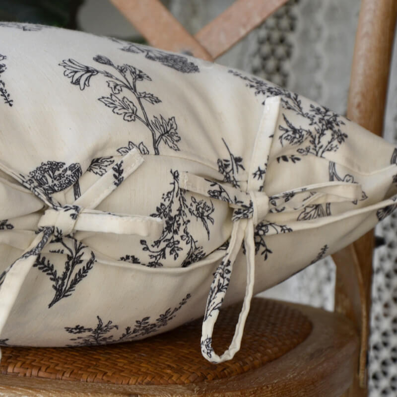 Lighteme Vintage Line Drawing Flower Throw Sofa Pillow Cover