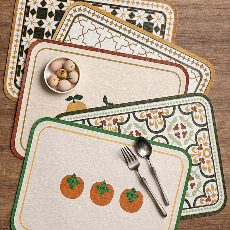Lighteme Vintage Print Leather Placemat