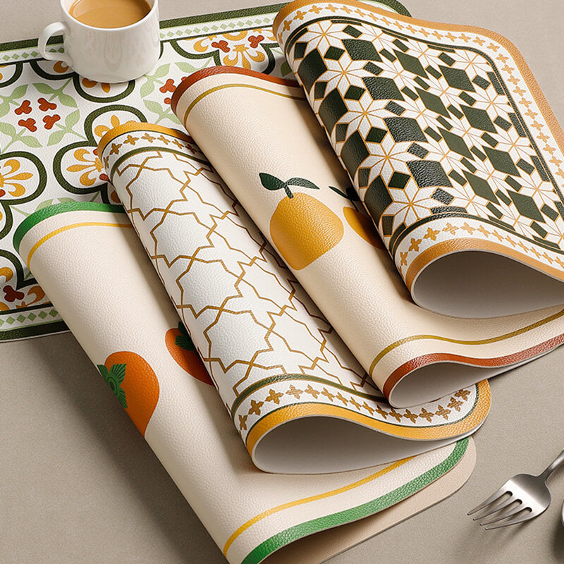 Lighteme Vintage Print Leather Placemat