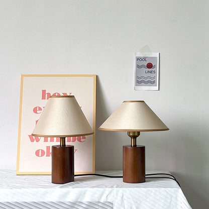 Lighteme Vintage Tischlampe mit Holzsockel
