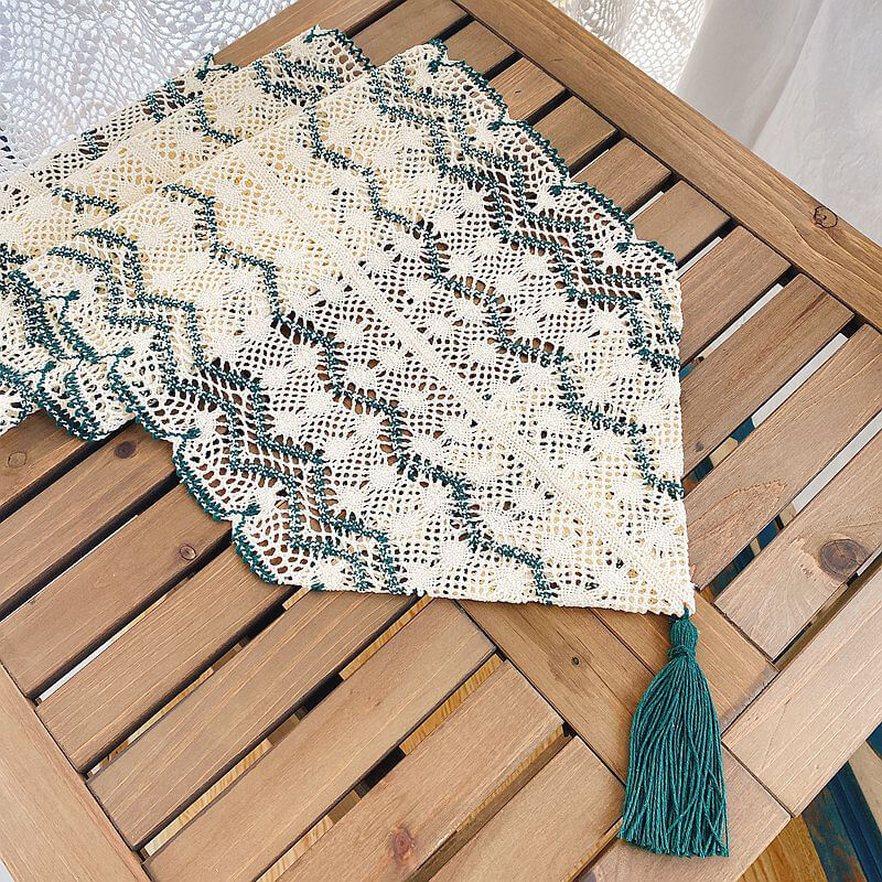 Lighteme Wave Hollow Macrame Table Runner
